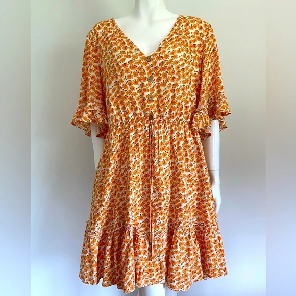 You + All Orange, White & Yellow Floral Dress Size AU20 $20 🧡 - Picture 2 of 16